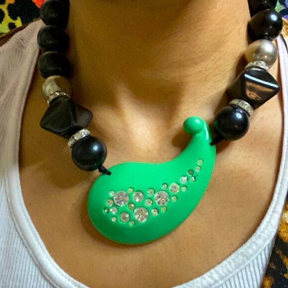 RARE VTG MILANO ZE CO LUCITE Statement Necklace - Picture 1 of 12